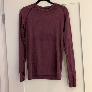 Lululemon burgundy striped long sleeve shirt, size 10